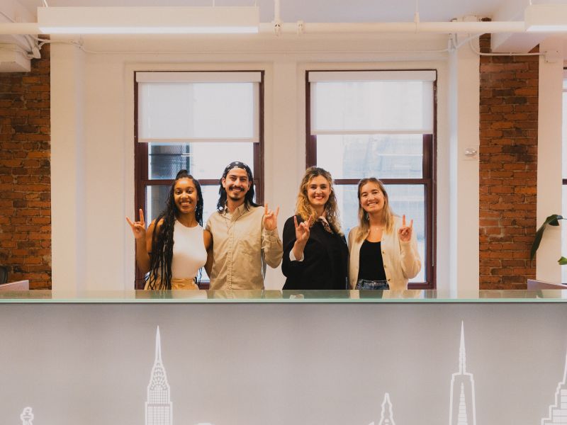 students at front desk